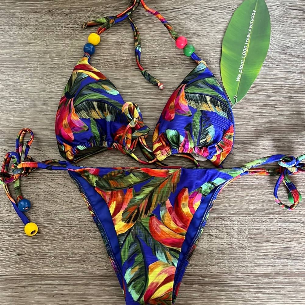 FARM Rio Blue Banana Mix Brazilian String Bikini